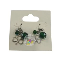 Disney Earrings - St. Patrick Day Irish Clover Beaded W/ Mickey Icon