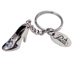 Disney Keychain Keyring - Princess Cinderella Slipper With Blue Gems