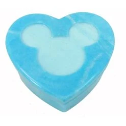 Disney Trinket Box - Handcarved Alabaster Heart W/ Mickey Icon - Turquoise