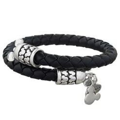 Disney Alex And Ani Bracelet - Leather Wrap Mickey - Black