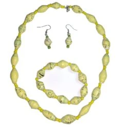 Disney EPCOT Recycled Paper Bracelet - Yellow Beads -Disney 45050Set