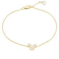 Disney Crislu Bracelet - CZ Mickey Icon - Yellow Gold
