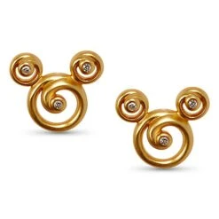 Disney Rebecca Hook Earrings - Mickey Mouse Swirl - Gold