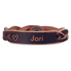 Disney Personalizable Leather Bracelet - Mickey Icon Braided - Dark