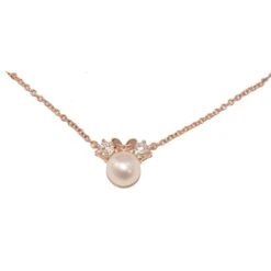 Disney Crislu Necklace - Pearl Minnie Mouse Icon - Rose Gold