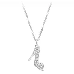 Disney Crislu Necklace - Cinderella Slipper - Platinum