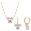 Disney Crislu Necklace And Earring Set - Minnie Mouse - Rose Gold