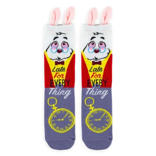 Disney Adult Socks - White Rabbit - Late For Everything