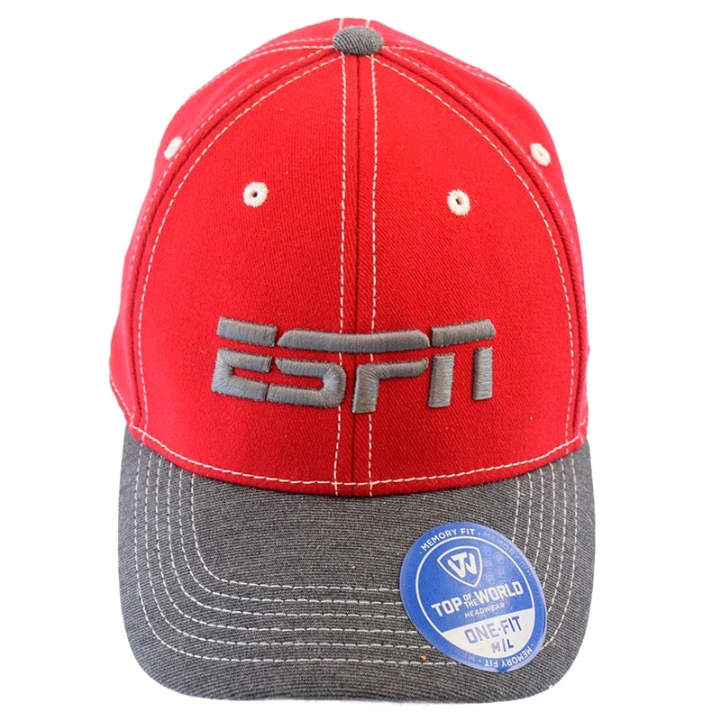 Disney Baseball Cap - ESPN - Classic Logo - Grey And Red 1 Disney Baseball Cap - ESPN - Classic Logo - Grey And Red