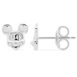 Disney Crislu Earrings - Mickey Mouse Face - Platinum