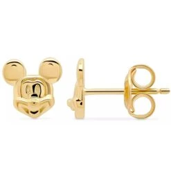 Disney Crislu Earrings - Mickey Mouse Face - Gold