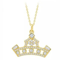 Disney Crislu Necklace - Princess Crown - Gold