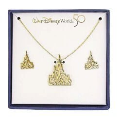Disney Necklace And Earring Set - Walt Disney World 50th Anniversary - Filigree Castle