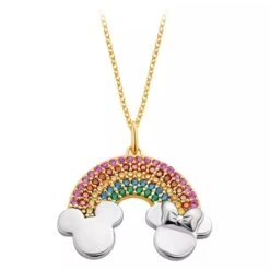Disney Pendant Necklace By CRISLU - Mickey And Minnie W/ Rainbow